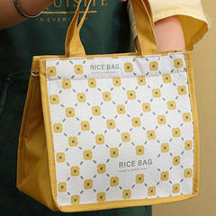 Floral Pattern Thermal Storage Box Insulated Lunch Bag