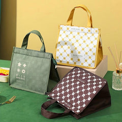 Floral Pattern Thermal Storage Box Insulated Lunch Bag