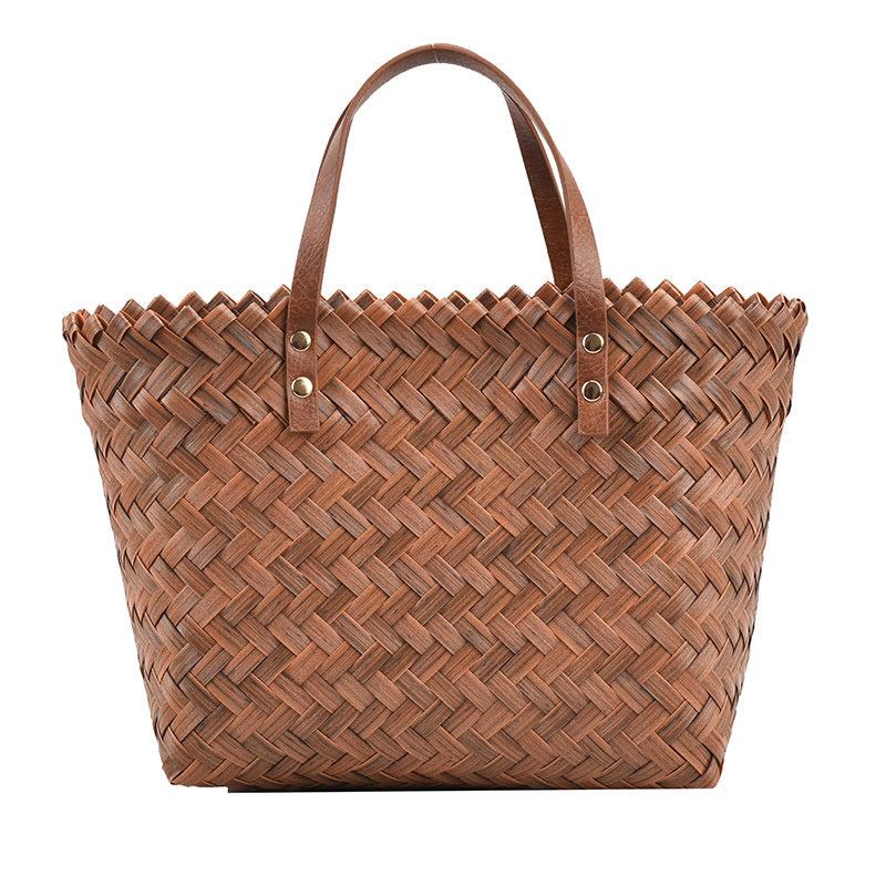 Summer Woven Basket Large Capacity Straw Handbag Boho Style Beach Bag