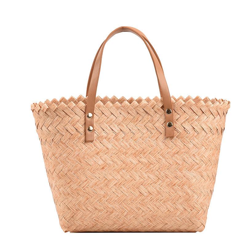 Summer Woven Basket Large Capacity Straw Handbag Boho Style Beach Bag