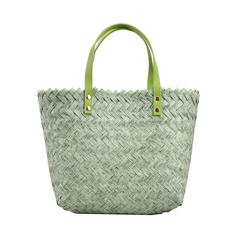 Summer Woven Basket Large Capacity Straw Handbag Boho Style Beach Bag