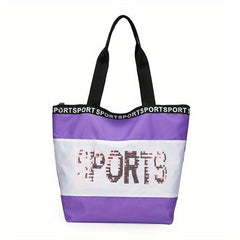 Sequins Letter Tote Bag Contrast Shoulder Bag Travel Bag