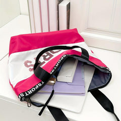 Sequins Letter Tote Bag Contrast Shoulder Bag Travel Bag