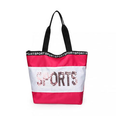 Sequins Letter Tote Bag Contrast Shoulder Bag Travel Bag