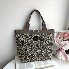 Leaf Print Canvas Tote Bag Ethnic Style Large Capacity Shoulder Bag