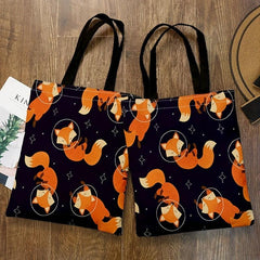 Fox Print Canvas Tote Bag Large Reusable Shopping Bag