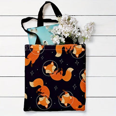 Fox Print Canvas Tote Bag Large Reusable Shopping Bag
