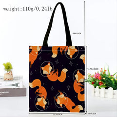Fox Print Canvas Tote Bag Large Reusable Shopping Bag
