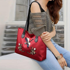 Dragonfly & Flower Patched Tote Bag Large Capacity Shoulder Bag