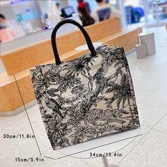 Vintage Embroidery Tote Bag Large Capacity Lightweight Handbags