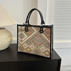 Vintage Ethnic Style Tote Bag Large Capacity Satchel Bag Women's Handbag & Purse