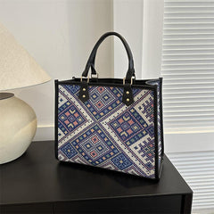 Vintage Ethnic Style Tote Bag Large Capacity Satchel Bag Women's Handbag & Purse