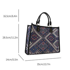 Vintage Ethnic Style Tote Bag Large Capacity Satchel Bag Women's Handbag & Purse