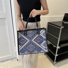 Vintage Ethnic Style Tote Bag Large Capacity Satchel Bag Women's Handbag & Purse