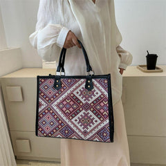 Vintage Ethnic Style Tote Bag Large Capacity Satchel Bag Women's Handbag & Purse