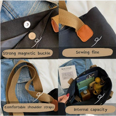 Canvas Tote Bag Large Capacity Shoulder Bag Reusable Shopping Bag
