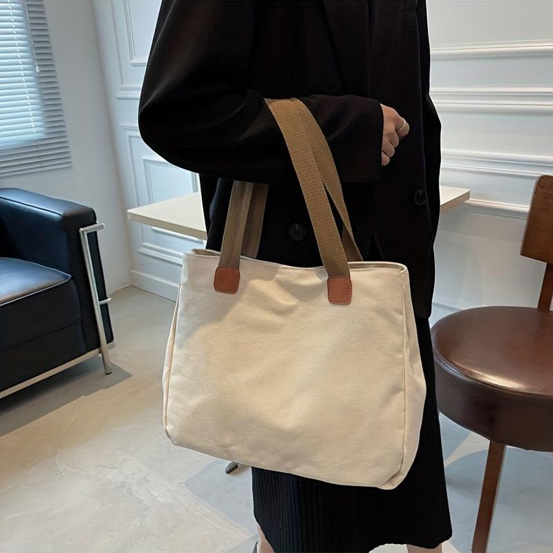 Canvas Tote Bag Large Capacity Shoulder Bag Reusable Shopping Bag