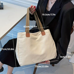 Canvas Tote Bag Large Capacity Shoulder Bag Reusable Shopping Bag