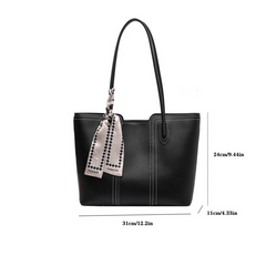 Vintage Vegan Leather Tote Bag Large Capacity Shoulder Bag For Women