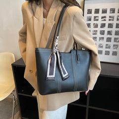 Vintage Vegan Leather Tote Bag Large Capacity Shoulder Bag For Women