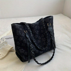 Flower Jacquard Tote Bag Large Capacity Handbag
