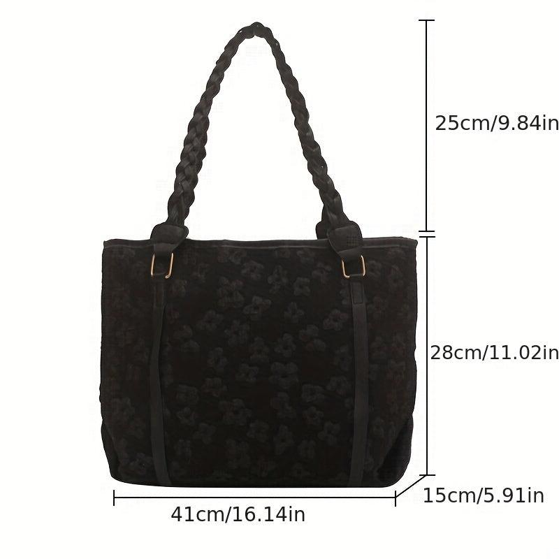 Flower Jacquard Tote Bag Large Capacity Handbag