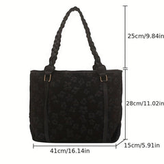 Flower Jacquard Tote Bag Large Capacity Handbag
