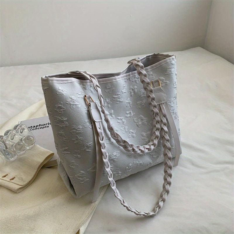 Flower Jacquard Tote Bag Large Capacity Handbag