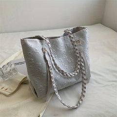 Flower Jacquard Tote Bag Large Capacity Handbag