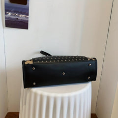 Leopard Print Tote Bag with Rivets & Tassel