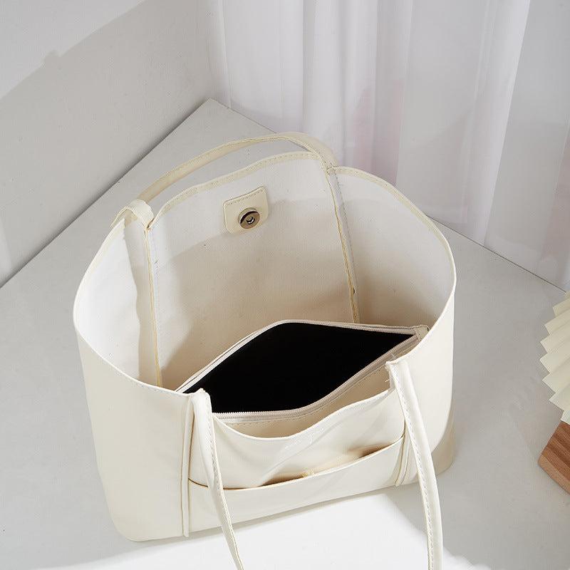 Soft PU Leather Tote Bag with Insert Pouch for Work
