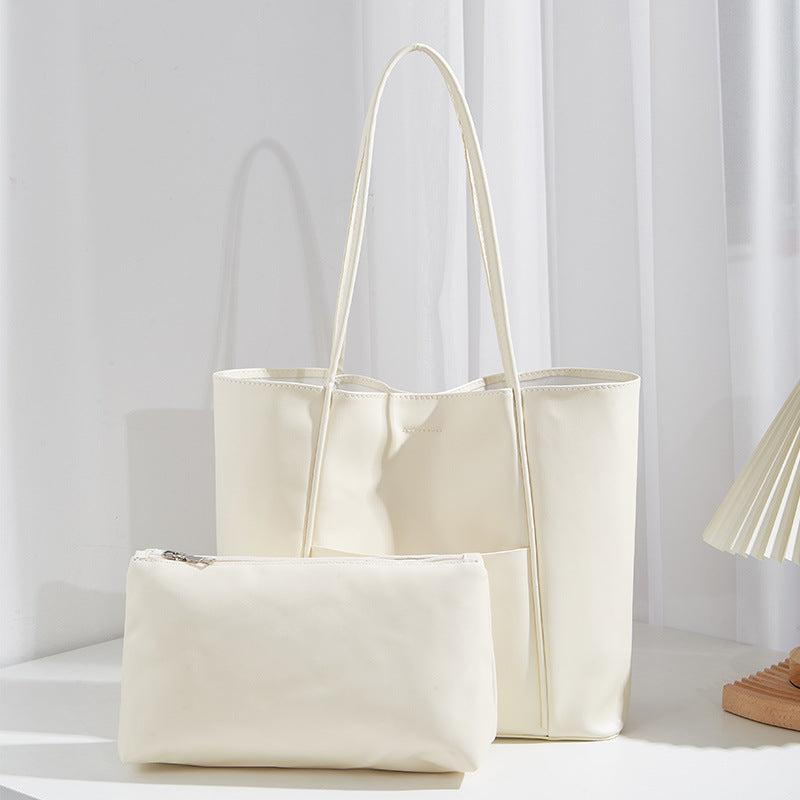 Soft PU Leather Tote Bag with Insert Pouch for Work