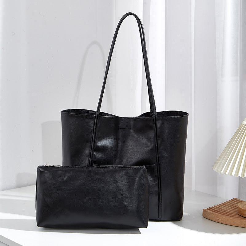 Soft PU Leather Tote Bag with Insert Pouch for Work