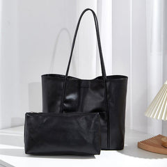 Soft PU Leather Tote Bag with Insert Pouch for Work