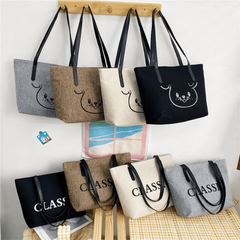 Classic Style Canvas Tote Bag Large Capacity Shoulder Bag