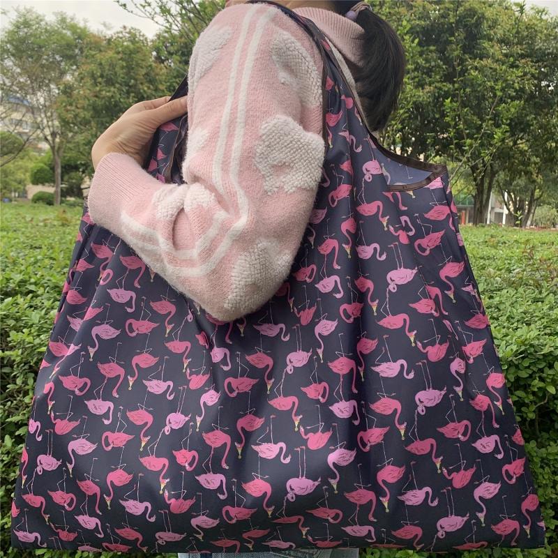 Flamingo Print Shoulder Bag Lightweight Shopper Bag