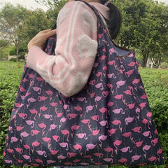 Flamingo Print Shoulder Bag Lightweight Shopper Bag