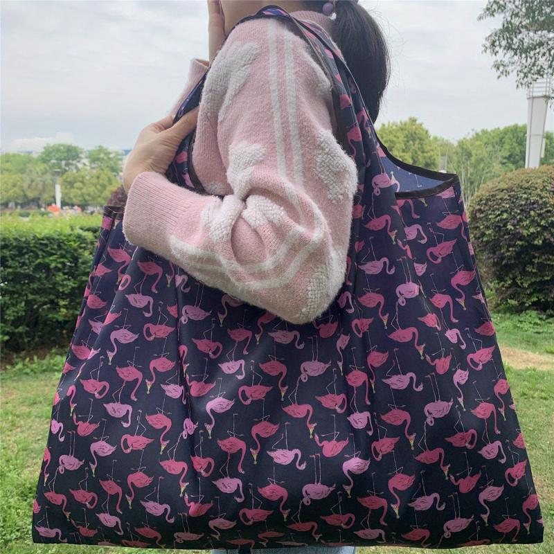 Flamingo Print Shoulder Bag Lightweight Shopper Bag