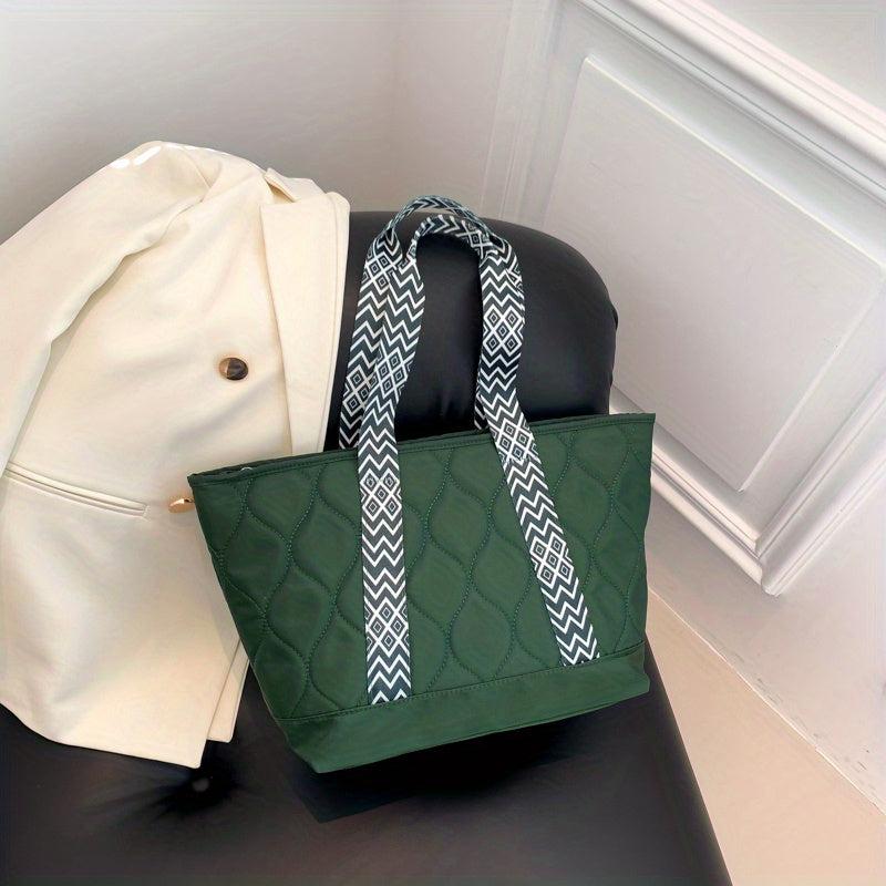 Quilted Large Capacity Tote Bag Pink Shoulder Satchel Bag Women's Handbag