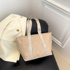 Quilted Large Capacity Tote Bag Pink Shoulder Satchel Bag Women's Handbag