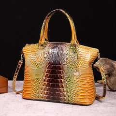 Crocodile Pattern Top Handle Tote Bag Large Capacity Shoulder Bag