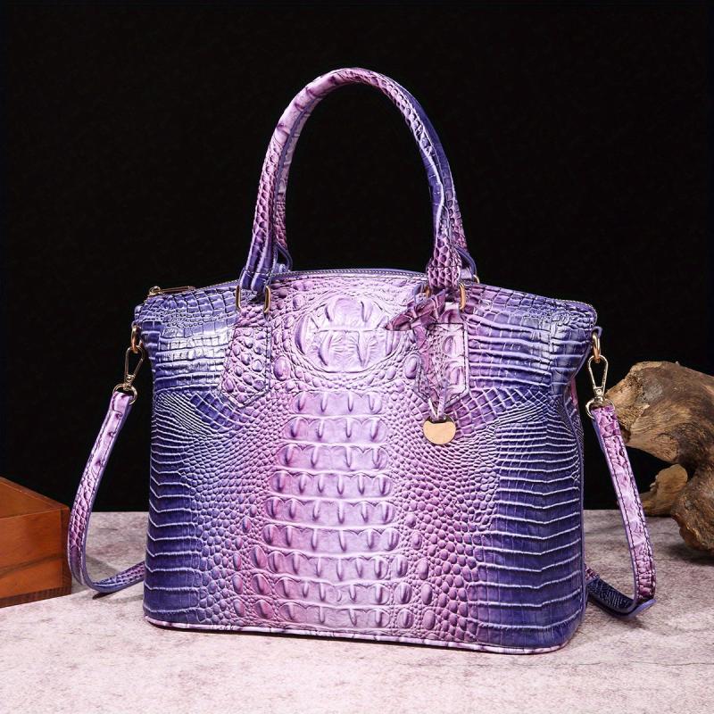 Crocodile Pattern Top Handle Tote Bag Large Capacity Shoulder Bag