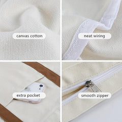 Minimalist Colorblock Canvas Shoulder Bag Lightweight Storage Handbag