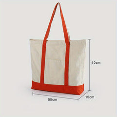 Minimalist Colorblock Canvas Shoulder Bag Lightweight Storage Handbag