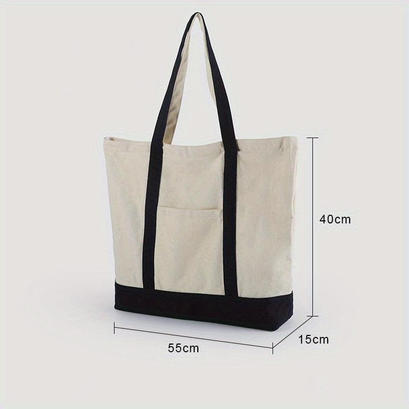 Minimalist Colorblock Canvas Shoulder Bag Lightweight Storage Handbag