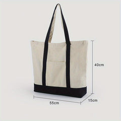 Minimalist Colorblock Canvas Shoulder Bag Lightweight Storage Handbag