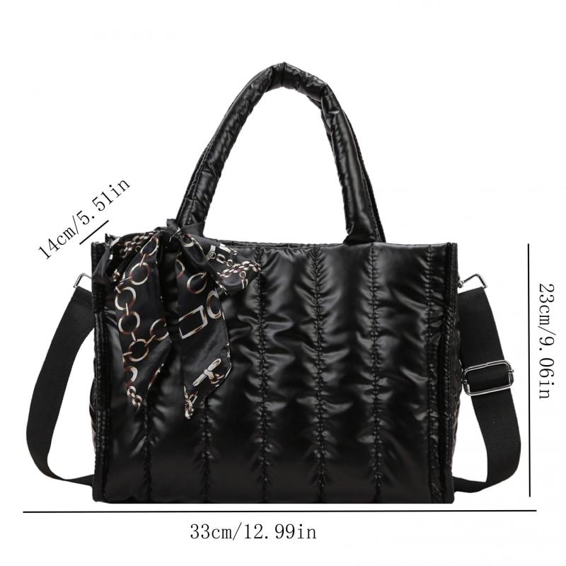 Puffer Quilted Tote Bag Large Capacity Handbag For Women