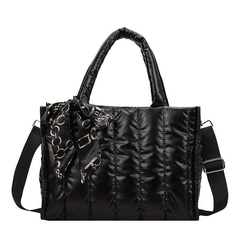 Puffer Quilted Tote Bag Large Capacity Handbag For Women