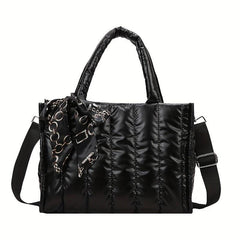 Puffer Quilted Tote Bag Large Capacity Handbag For Women