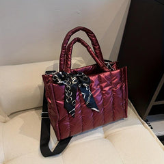 Puffer Quilted Tote Bag Large Capacity Handbag For Women